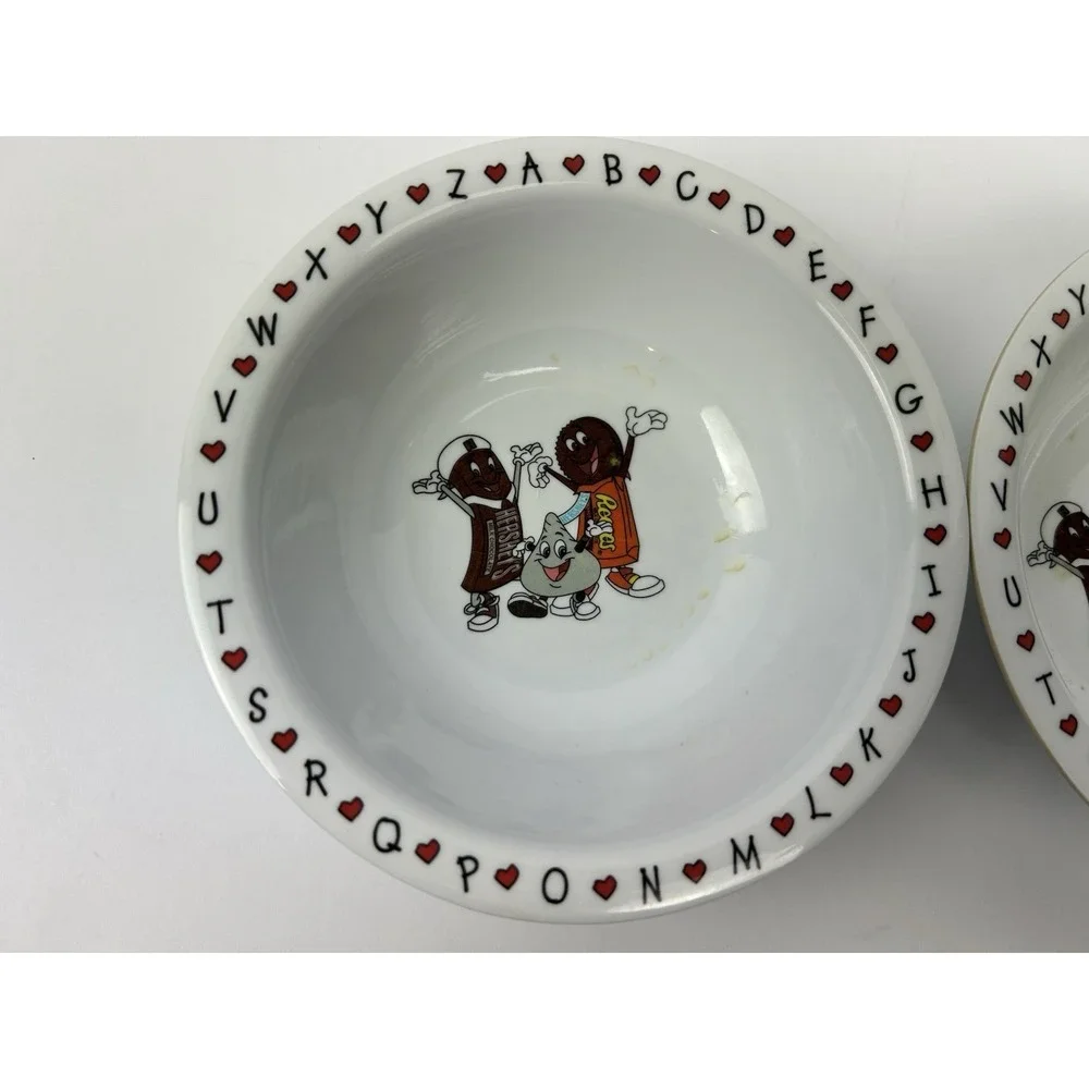 VTG plastic cereal bowl Hershey's candy characters, promotional set from 1990s